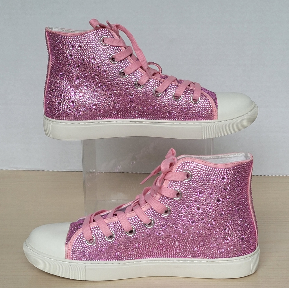 Band Of The Free  Bonnie Pink Rhinestone High Top Sneakers Size 7